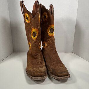 Tanner Mark Cowboy boots Sunflower Embroidered women Size 8